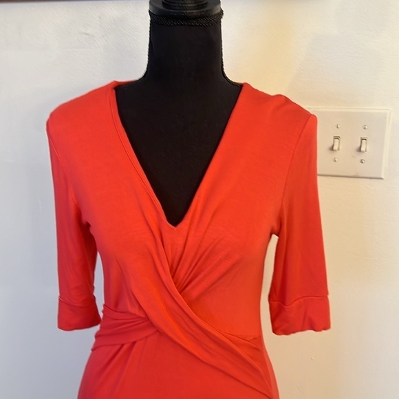 Banana Republic Red Form-Fitting Spandex Midi Dress, Sz. S. - Picture 3 of 9